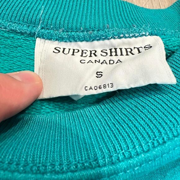 1990s VANCOUVER crewneck sweatshirt jumper - blue and multicoloured   Size S. - Picture 5 of 7